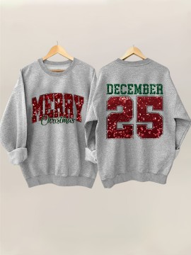 [Christmas Oversized Hoodie] Christmas-Themed Oversized Hoodie, Women's Plus Size Spring and Autumn Round Neck Casual Sweatshirt