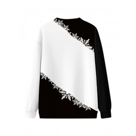 Christmas Snowman Wink Snowflake Print Sweatshirt for Plus Size - 100% Polyester Crew Neck Knit Pullover with Medium Stretch, Elegant Middle-Eastern Style for All Seasons