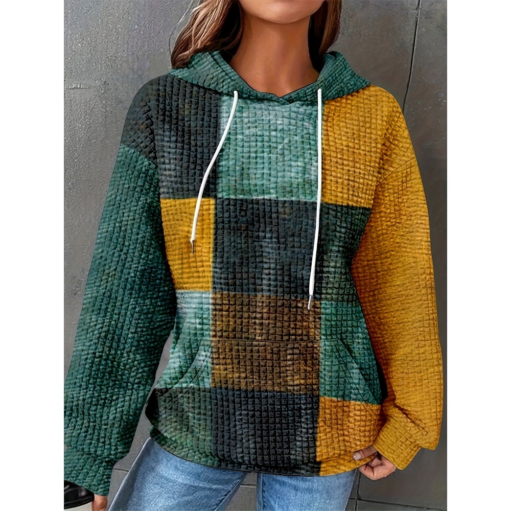 Plus Size - Women'S Plus Size Hoodie - Green, Yellow, Brown, Navy, Red, Orange, Pink, Purple, - Cozy Fall/Winter Pullover Sweatshirt with Front, Sweater Hoodie, Casual Wear, Colorful Print, Soft Fabric, Long Sleeve Top, Casual Wearers