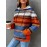 Plus Size - Women'S Plus Size Oversized Hoodie - Cozy Fall/Winter Sweatshirt with Drawstring Hood & Side Pockets, Blue/Orange/Red/Black/Gray Striped Pullover for Everyday & Formal Outfits - Casual Loose Fit Sweater, Sweater Hoodie, Autumn Winter Apparel, Comfortable Clothing, Texture, Stretchy Fabric, Durable Knitwear, Fall Fashion, Soft Texture, Hooded Sweater, Comfort Seekers