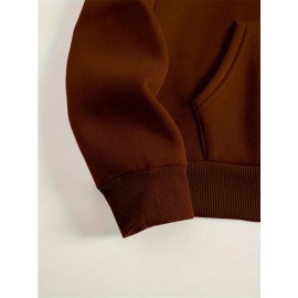 Plus Size - Women'S Plus Size Floral Print Hoodie - Soft, Comfortable Long Sleeve with Pockets, Casual Brown Pullover for All-Season Wear, Casual Wear Hoodie | Floral Print Hoodie | Soft Fabric Hoodie