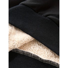 Plus Size - Women'S Cozy Fleece-Lined Hoodie with Fox & Floral Design - Warm Autumn/Winter Pullover, Casual Long Sleeve Sweatshirt, Black, Cozy Clothing | Casual Style Hoodie | Soft Texture Hoodie