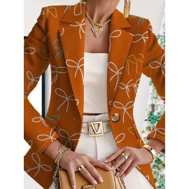 Plus Size - Women'S Plus Size Elegant Minimalist Solid Green Suit Jacket - Structured Lapel Collar, Single-Button Closure, Tailored Fit for Fall/Winter, Versatile for Casual & Formal Occasions, Durable & Comfortable Professional & Everyday Outerwear