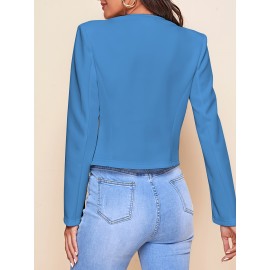 Plus Size - Women'S Plus Size Blazer Jacket - Chic Office to Party Outerwear with Zipper Pocket, Structured Fit Winter Coat for Women, Fall/Winter Fashion Jacket in Neutral Colors (Black/Beige/Brown/Gray/Blue/More) - Everyday & Formal Events, Casual Layering Piece, Sleek Fabric Design, Fall Outerwear, Stylish Coat, Durable Material, Professional Women