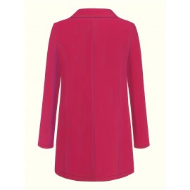 Plus Size Solid Elegant Lapel Long Sleeve Open Front Blazer for Office & Work, Women's Clothing