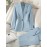 Elegant Women's Long Sleeve Lapel Blazer & Pants Set - Polyester, Machine Washable, Solid Color for Fall/Winter