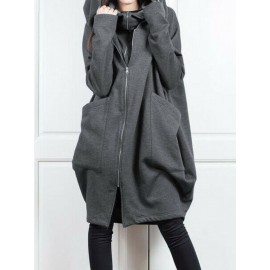 Plus Size Women'S Hooded Zip-Up Jacket - Long Sleeve Two-Piece look with Front Pockets, Olive Green, Non-Stretch Fabric for Fall/Winter, Layering Essential Outerwear for Everyday & Formal Outfits, Winter Hooded Jacket, Casual Winter Wear, Durable Winter Wear, Fall Fashion, Stylish Hoodie, Quality Stitching, Outerwear Piece, Fashion Lovers