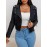 [Plus Size Bomber Jacket] Black Plus Size Women's Casual Jacket | Long Sleeve, Non-Stretch Fabric, Texture, Spring/Fall Outerwear, Zipper Bomber with Flap Pockets