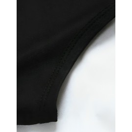 Plus Size Women's Oversized H-Line Dress - Short Sleeve A-Line Knee-Length Black & White Print Dress with 