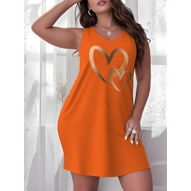 [Plus size Women's nightdress]Large Size Women's Valentine's Day Heart Print Nightdress